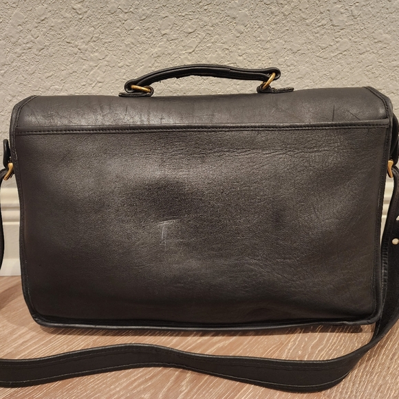 COACH VINTAGE ATTACHE CROSSBODY SHOULDER BAG BRIEFCASE BLACK LEATHER - Picture 6 of 11